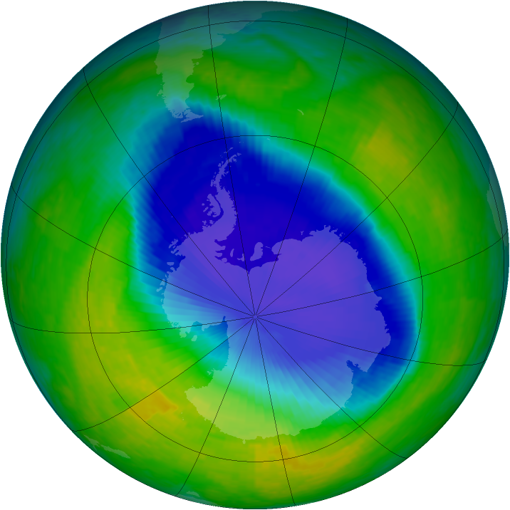 Antarctic ozone map for 12 November 1993
